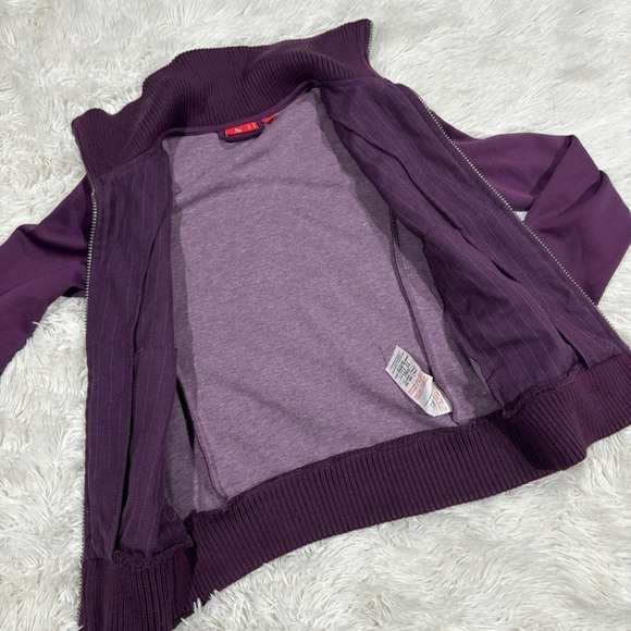Puma woman’s purple pinstripe zip up high neck track style jacket size XS - Picture 5 of 10